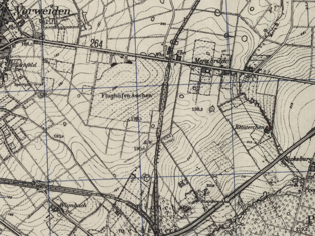 Map with Merzbrück airfield, 1951