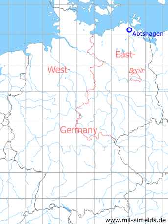 Map with location of Abtshagen Agricultural Airfield, East Germany