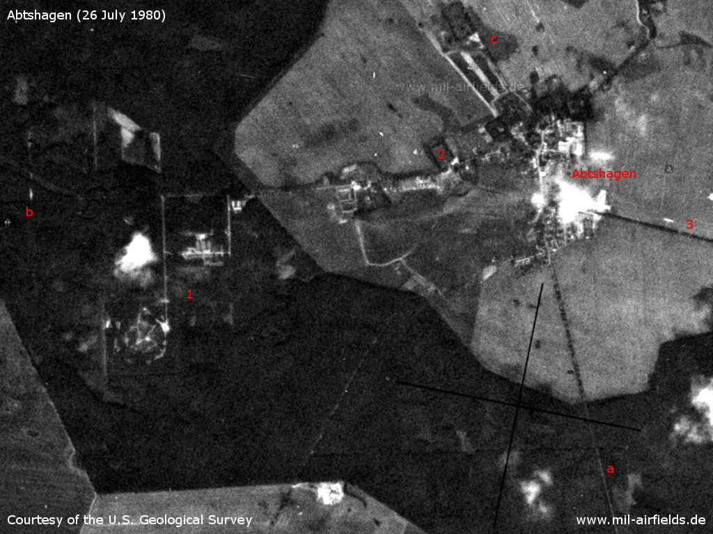 Abtshagen and Anti-aircraft missile unit 4321 (FRA-4321) East Germany, on a US satellite image 1980