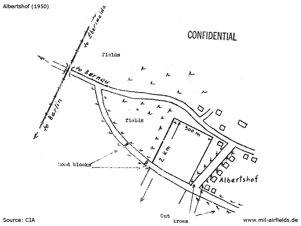 Sketch of Albertshof Soviet landing ground 1950