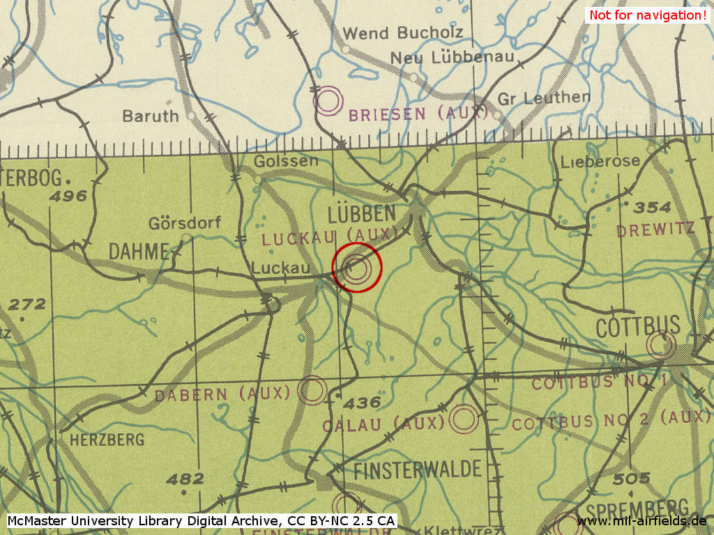 Luckau / Alteno Airfield, Germany in World War II on a map 1944