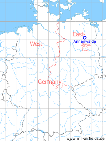 Map with location of Annenwalde Airstrip, Germany
