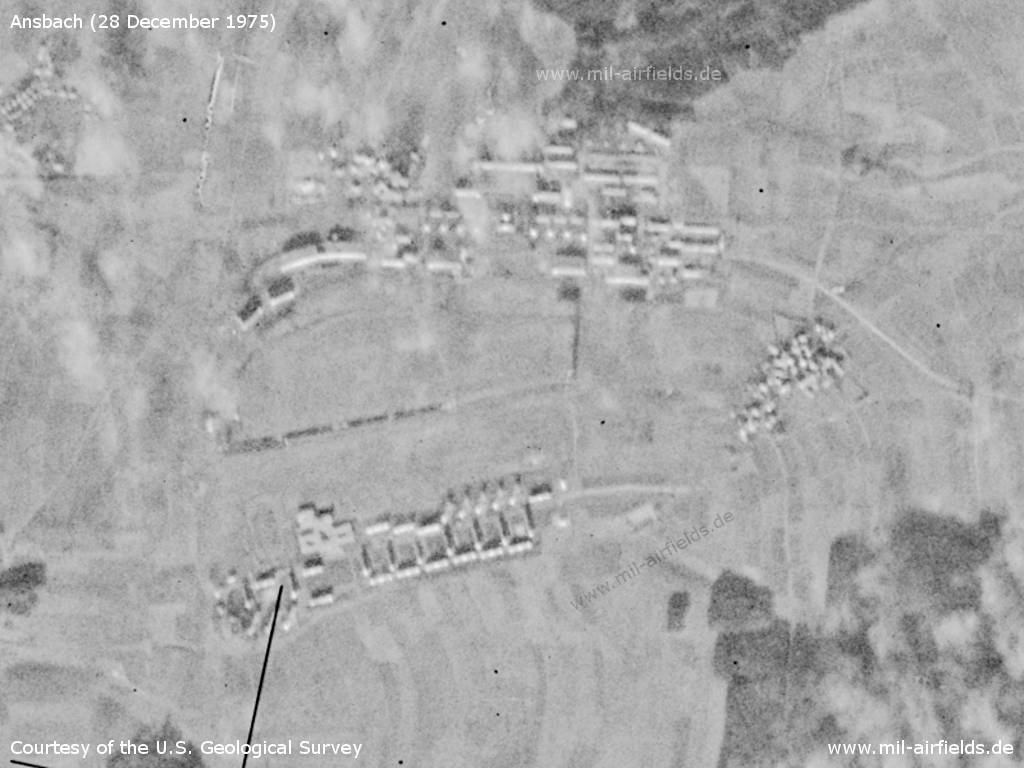 Ansbach Army Airfield, Germany, on a US satellite image 1975