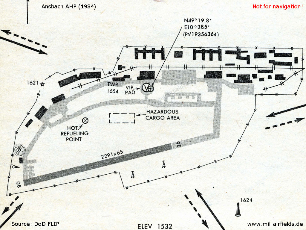 Karte Hubschrauber<wbr>lande<wbr>platz Ansbach 1984