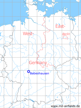 Map with location of Babenhausen Army Airfield, Germany