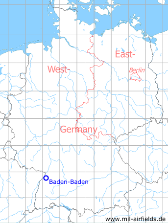 Map with location of Baden-Baden Oos airfield