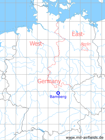 Map with location of Bamberg Army Airfield AAF, Germany