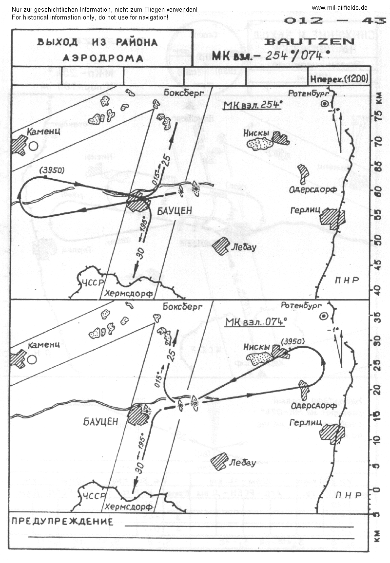 Departure routes for take-off directions 254° and 074° to airway A4