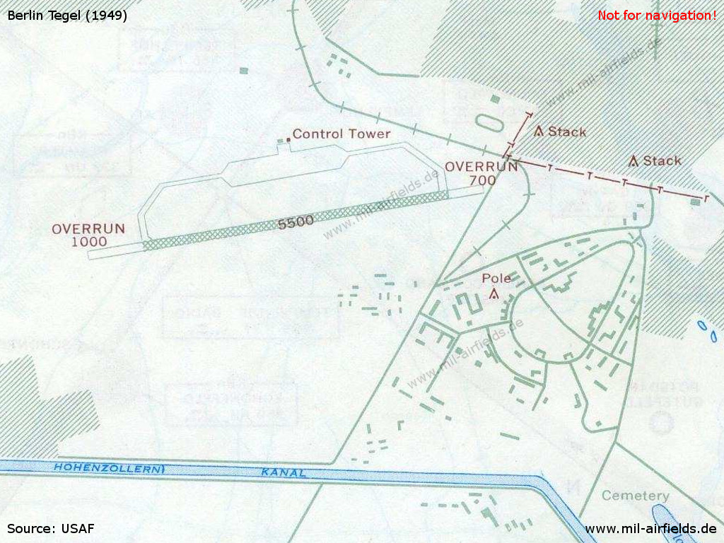 Berlin Tegel airfield map from 1949 during Airlift