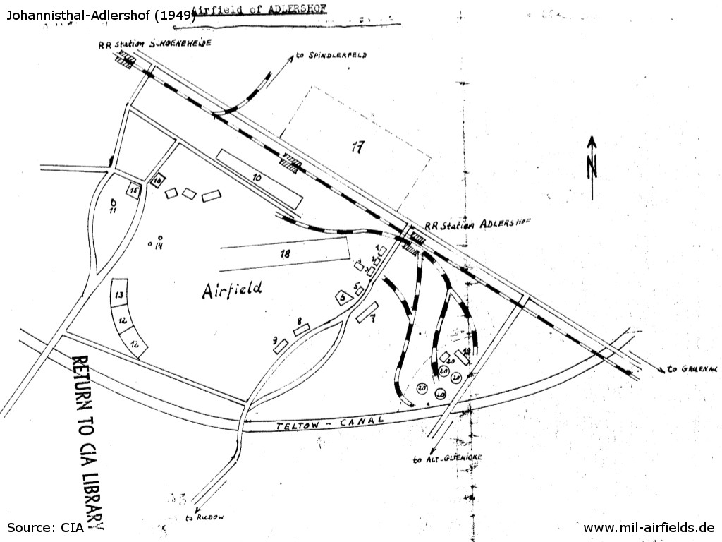 Berlin Johannisthal Adlershof on a sketch for the CIA in 1949