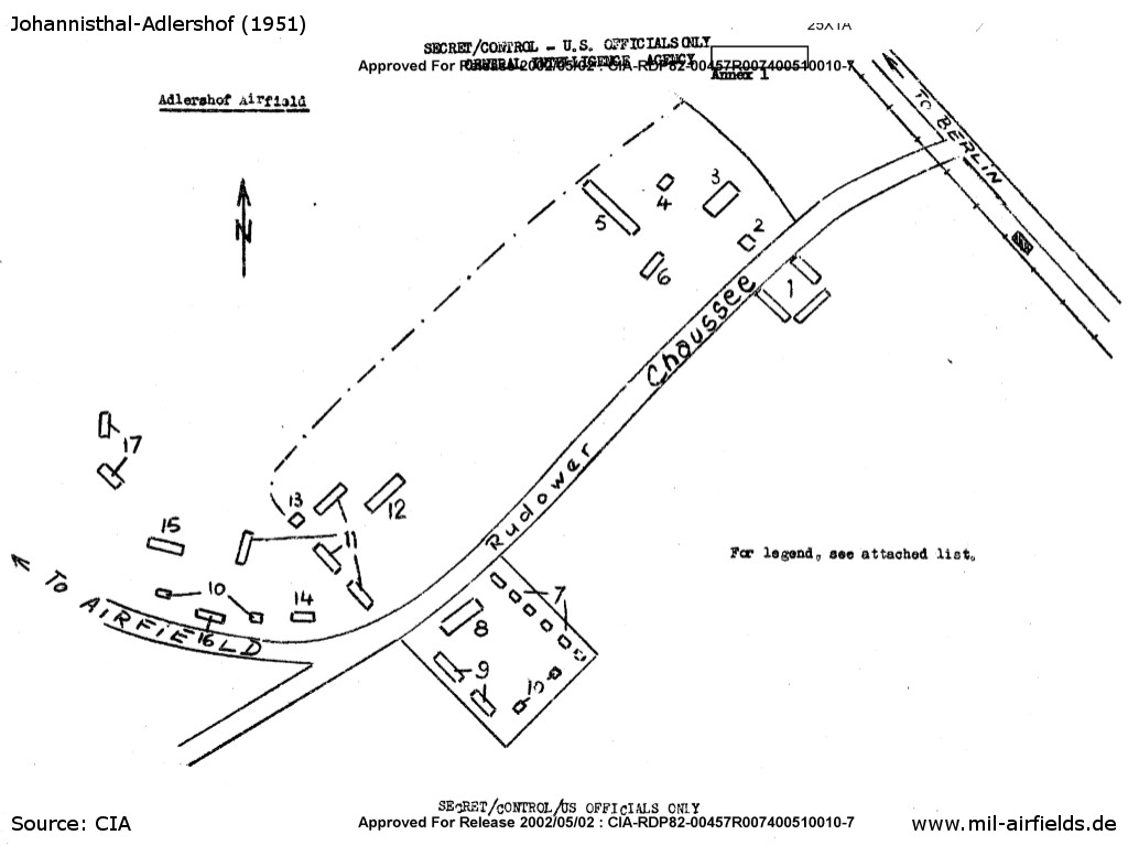 Südlicher Teil der Flugplatzes im Bereich Adlershof / Rudower Chaussee, Februar 1951