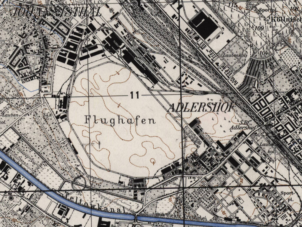 Berlin Johannisthal Airfield on a US map from 1952