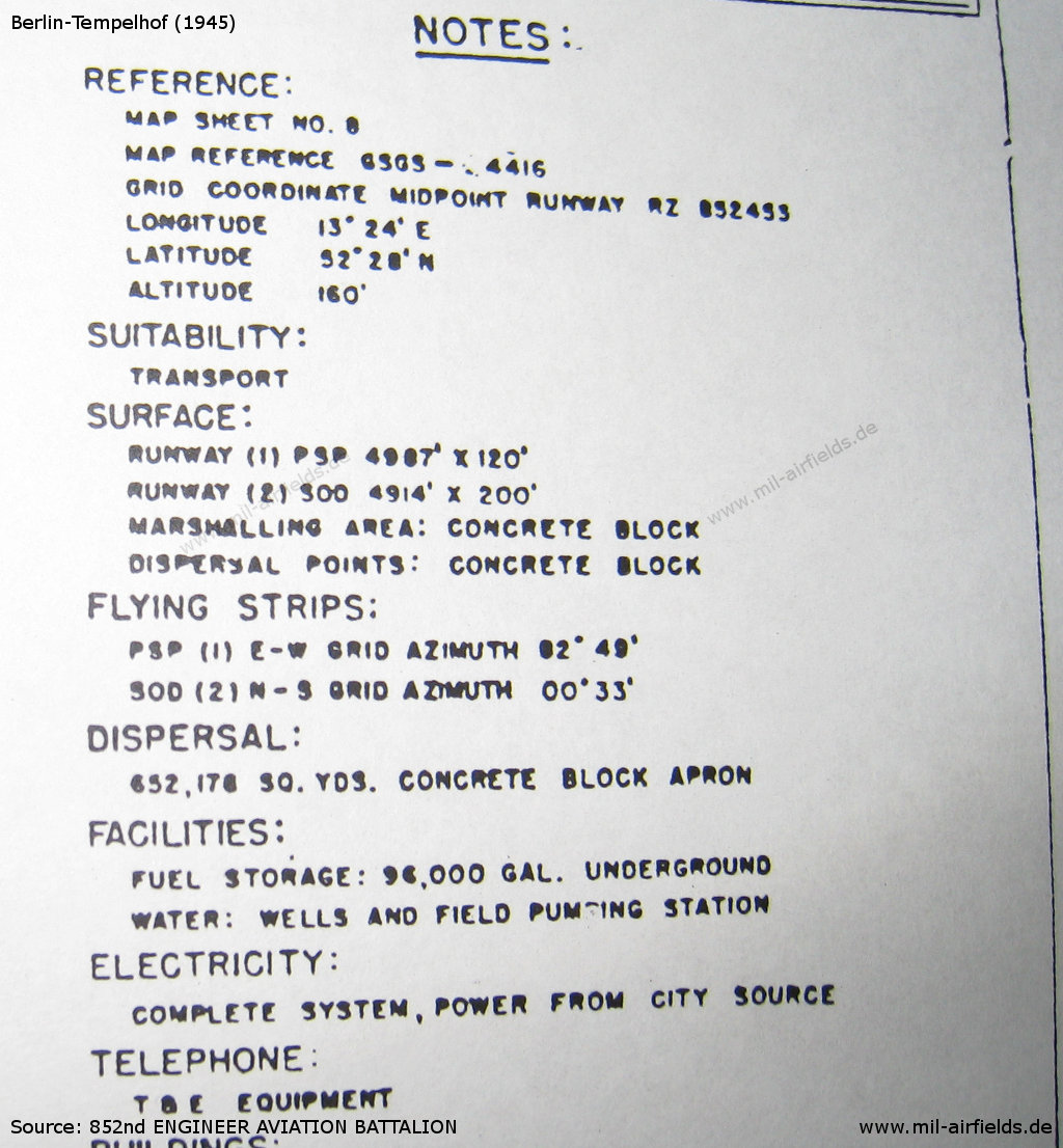 Berlin Tempelhof Aerodrome: data