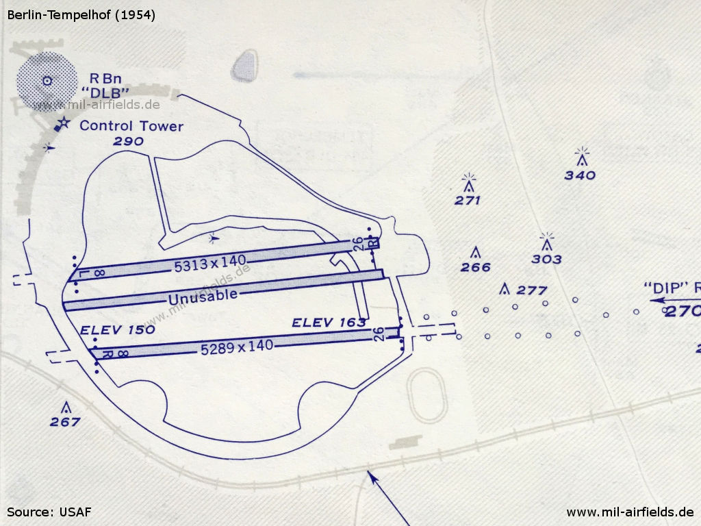 Karte Flughafen Berlin Tempelhof im Jahr 1954