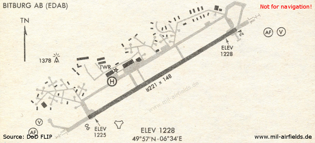 Karte der Bitburg Air Base im Jahr 1984