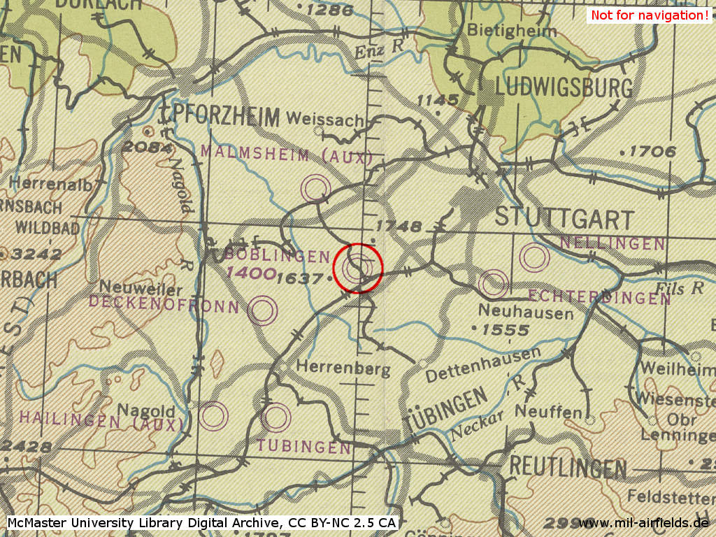 Map with Böblingen air base 1944