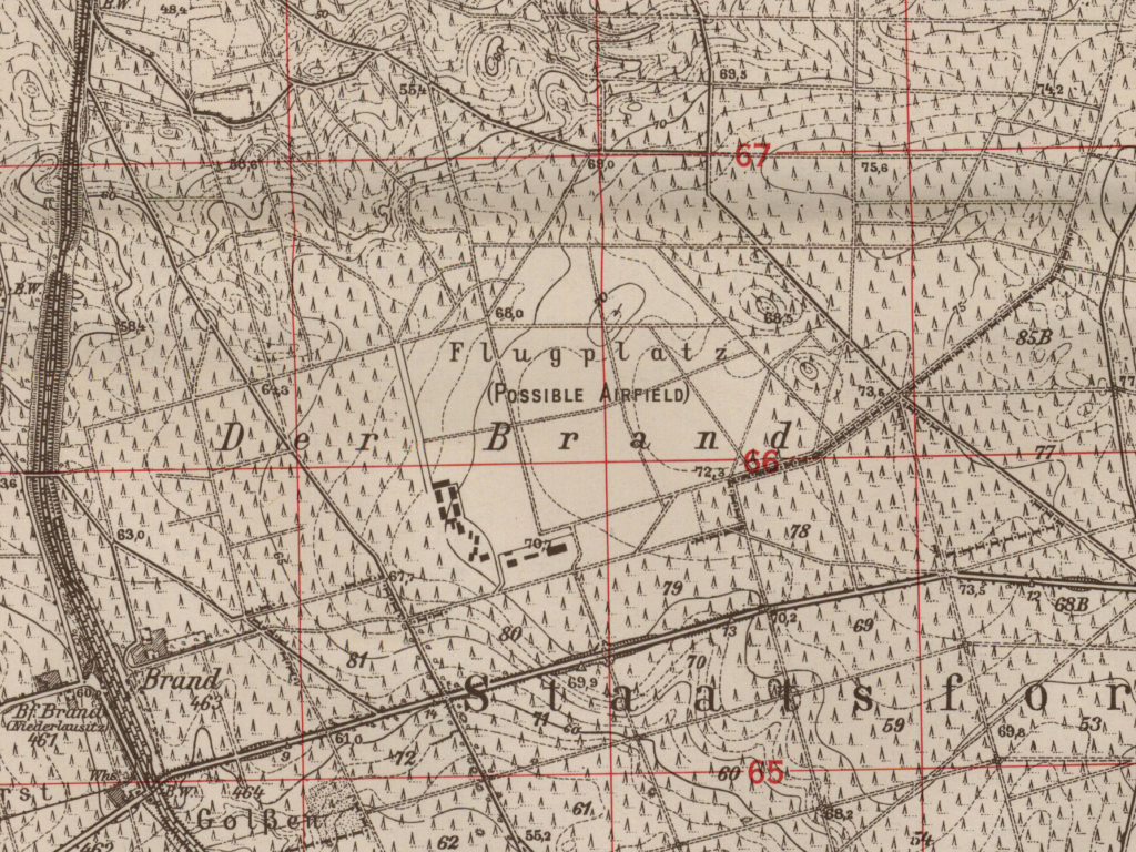 Briesen airfield, Germany, on a map from 1952