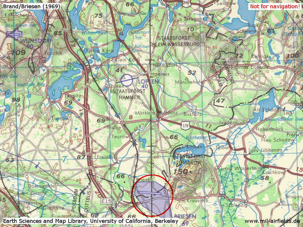 Der Flugplatz Brand-Briesen auf einer US-Karte aus dem Jahr 1969
