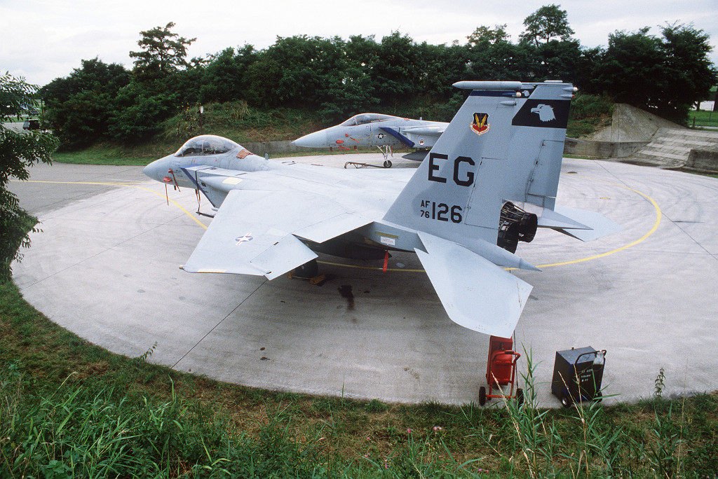 US Air Force F-15 Eagle during exercise Checkered Flag 82 at Bremgarten Air Base, Germany