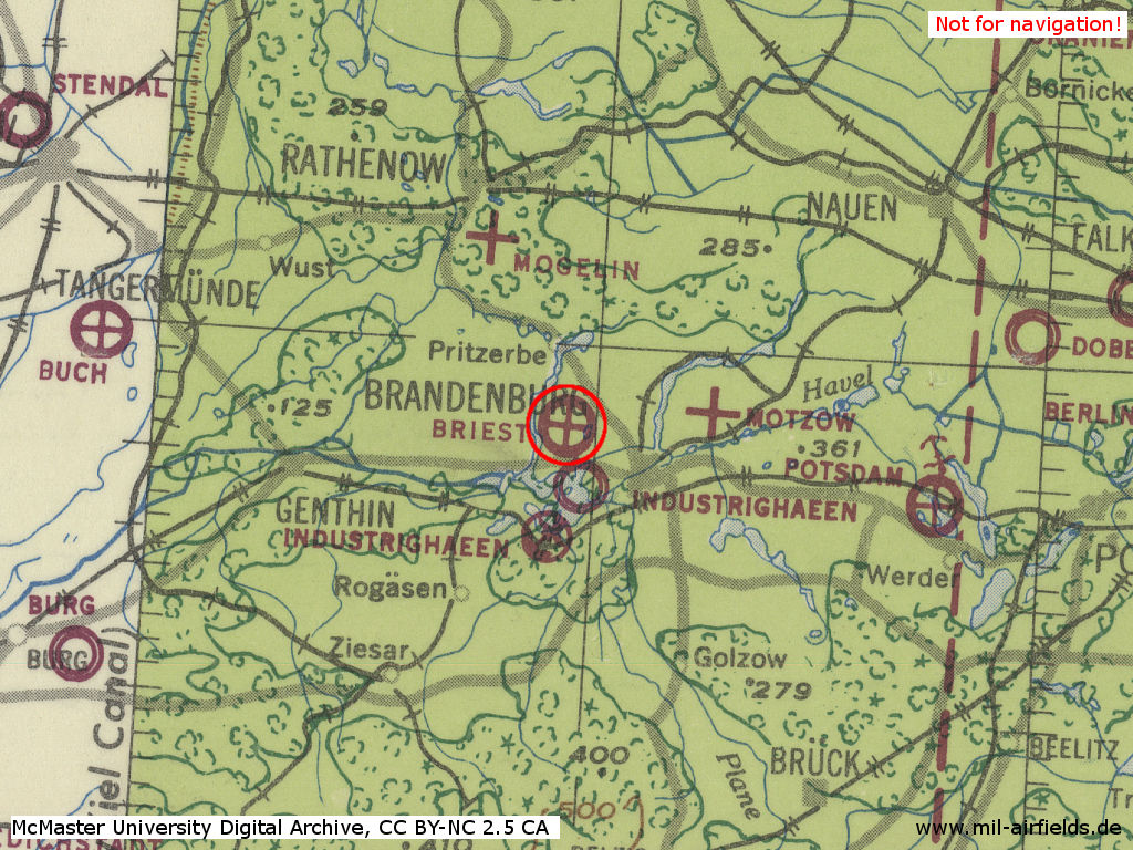 Briest, Germany, on a US map from 1943
