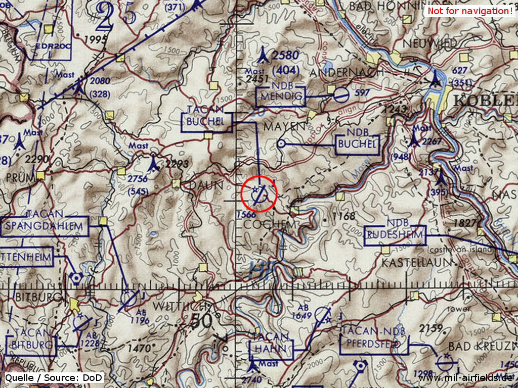 Fliegerhorst Büchel auf einer Karte 1972