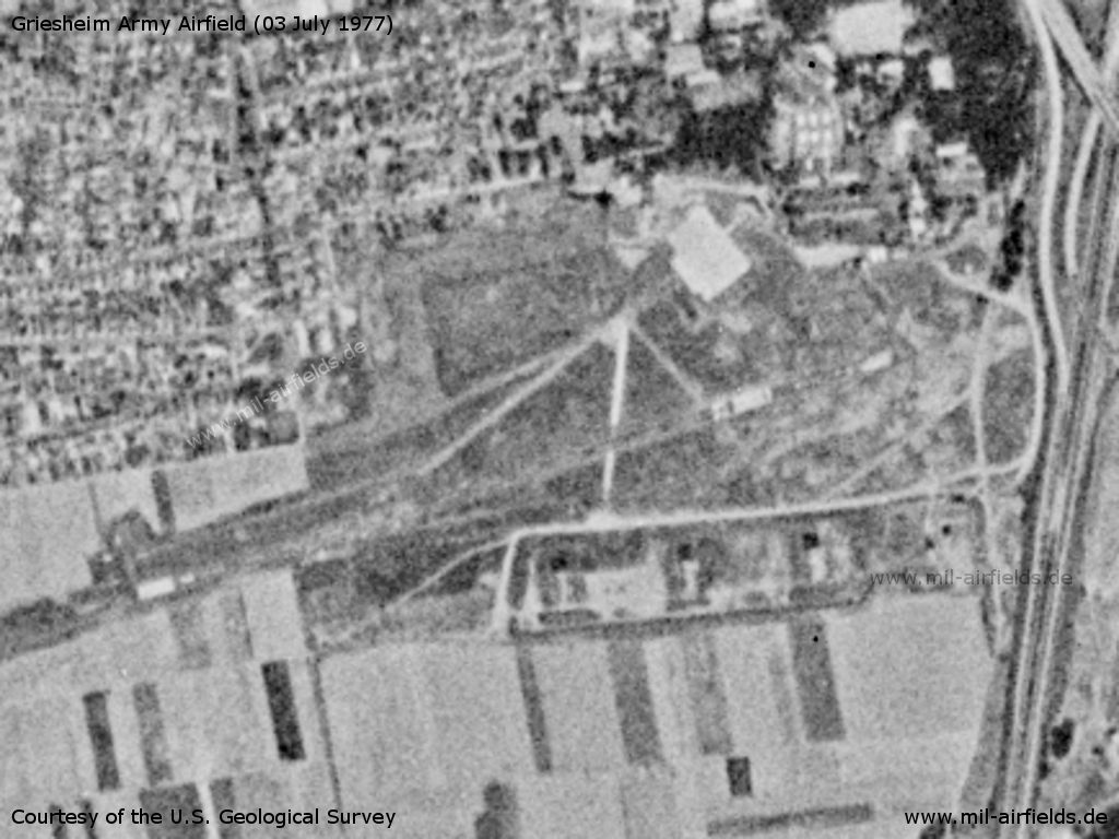 Darmstadt Army Airfield AAF, Germany, on a US satellite image 1977