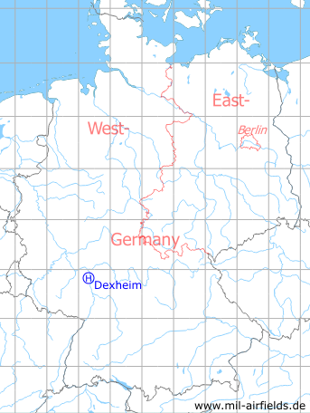Map with location of Dexheim Anderson Barracks Army Heliport AHP, Germany