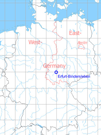 Map with location of Erfurt Bindersleben Airport, Germany