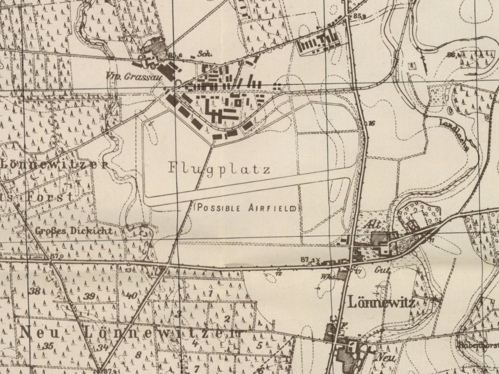 Fliegerhorst Alt Lönnewitz on a map from 1952