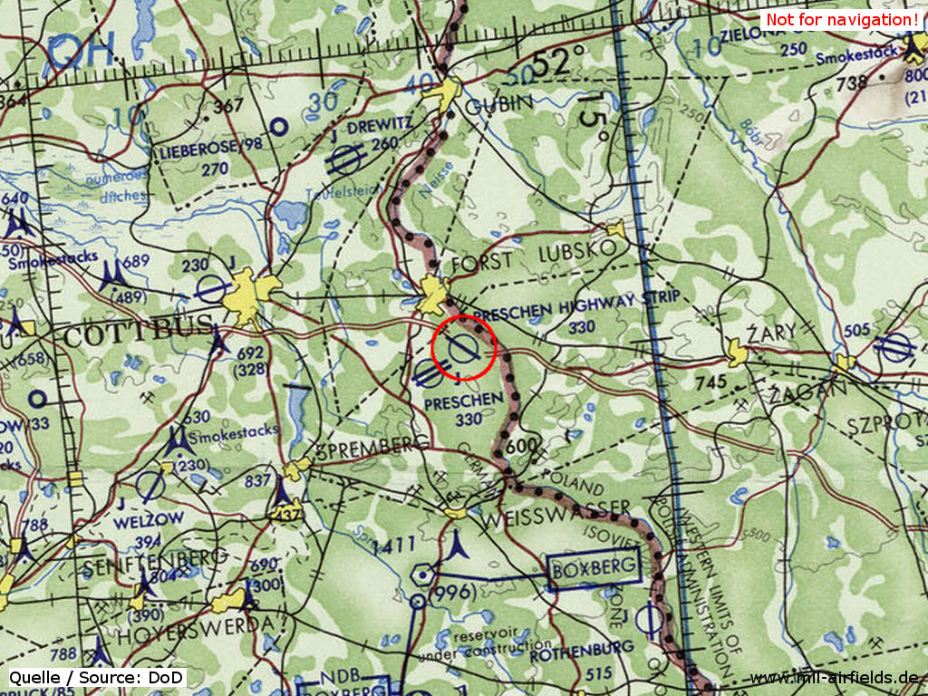 Forst Highway Strip, East Germany, on a map 1972
