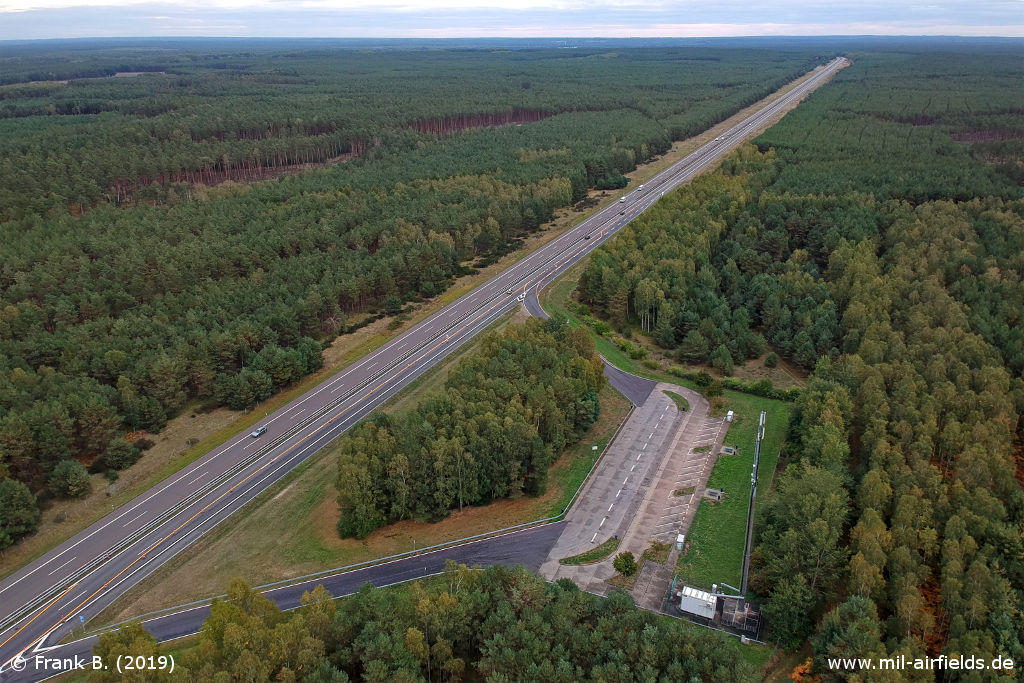 Aerial image of Autobahn A 15 near Forst, Germany, with former Forst Highway Strip