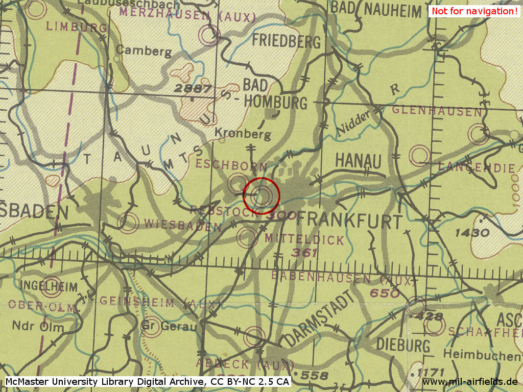 Flughafen Frankfurt/Main Rebstock im Zweiten Weltkrieg auf einer US-Karte 1944