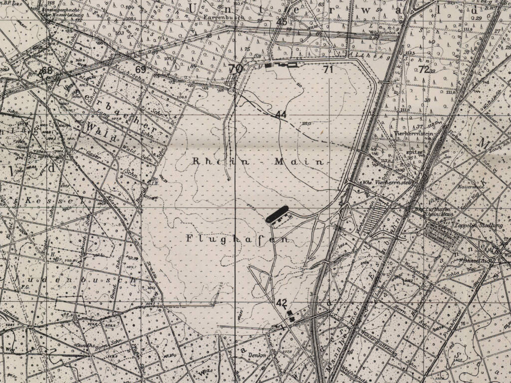 Historic map of Rhein/Main airport, Germany