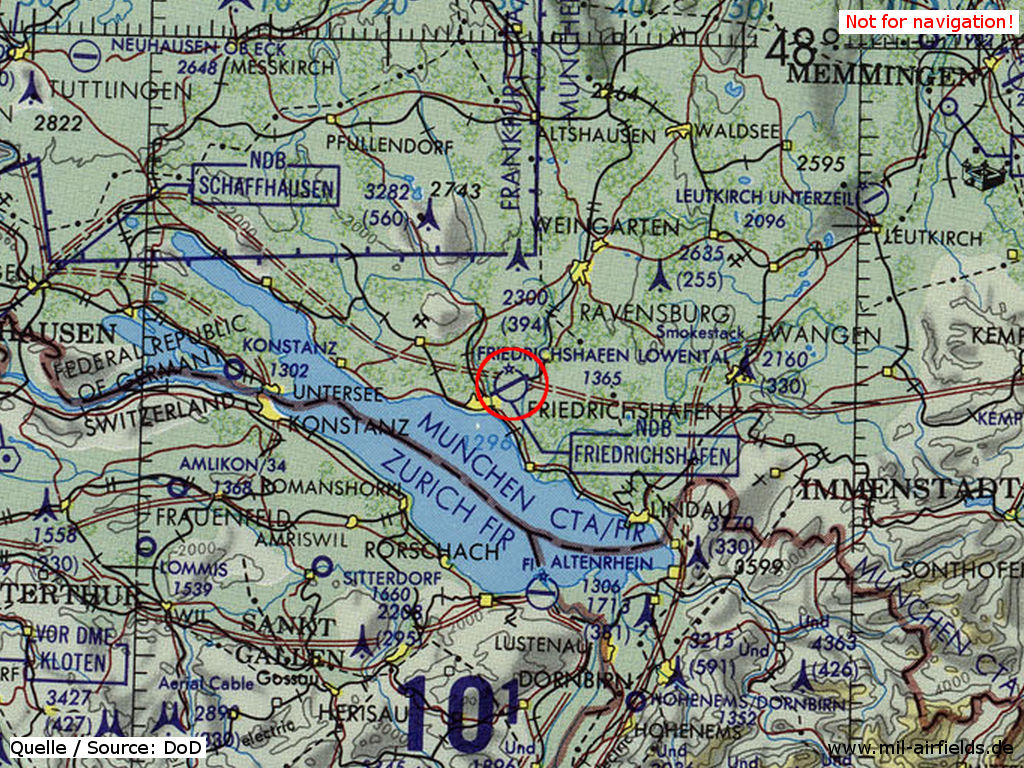 Friedrichshafen Löwental Airport on a map 1981