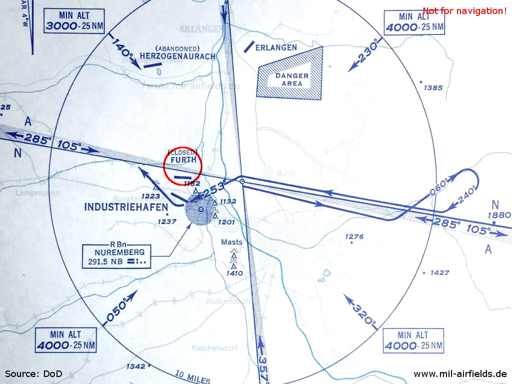 Approach chart for Fürth Industrieflughafen Airport 1952