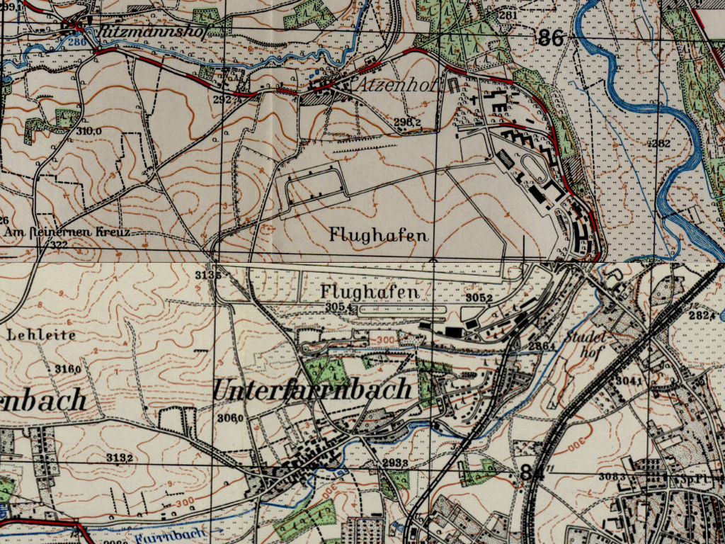 Fürth Atzenhof airfield on a map 1954