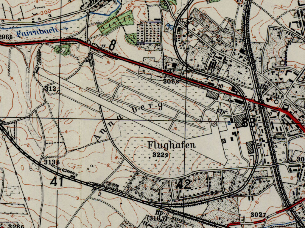 Karte mit Flugplatz Fürth-Industrie 1954