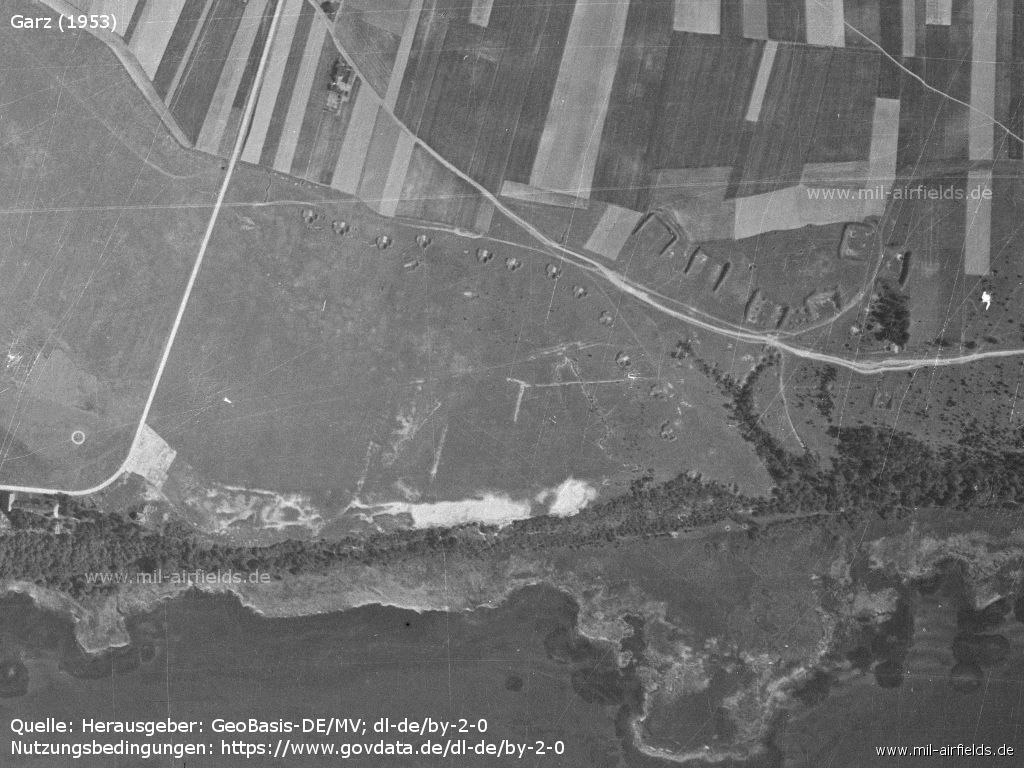 Aircraft revetments at Garz / Heringsdorf airfield, GDR