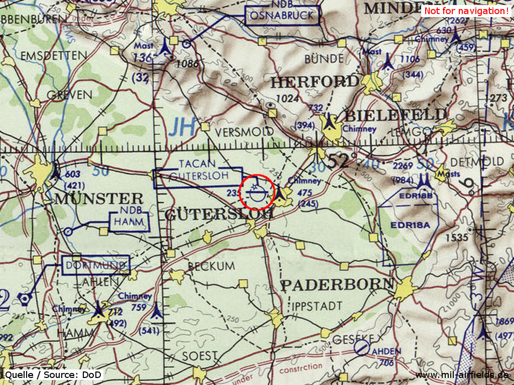 RAF Gütersloh on a US map 1972
