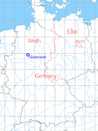 Map with location of RAF Gütersloh Air Base, Germany