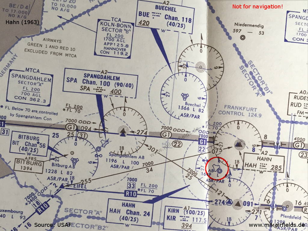 Hahn Air Base on a map from 1963