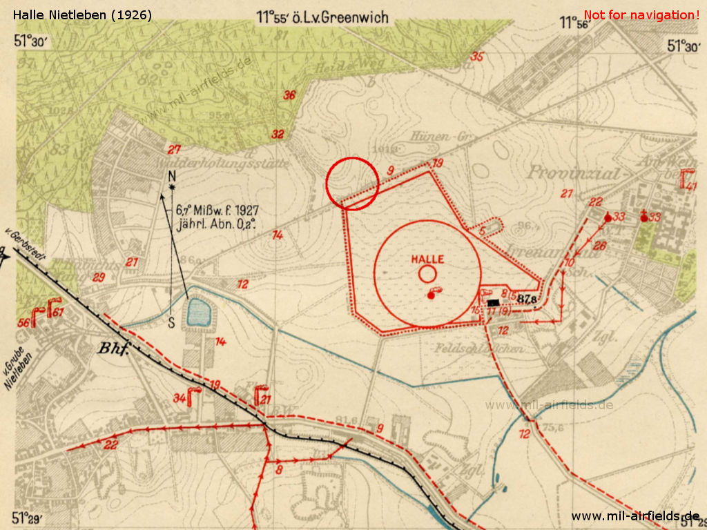 Map of Halle Nietleben  airfield, Germany, in 1926