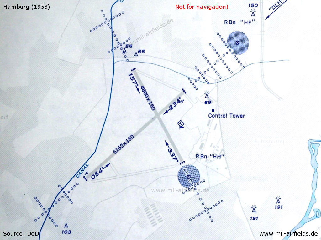 Map of Hamburg-Fuhlsbüttel Airport, Germany, 1953