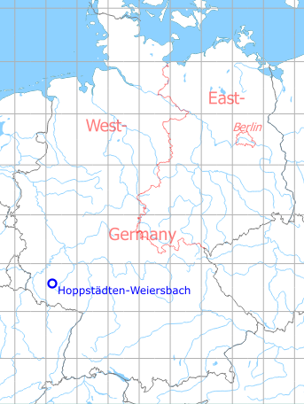 Map with location of Hoppstädten-Weiersbach Army Airfield, Germany