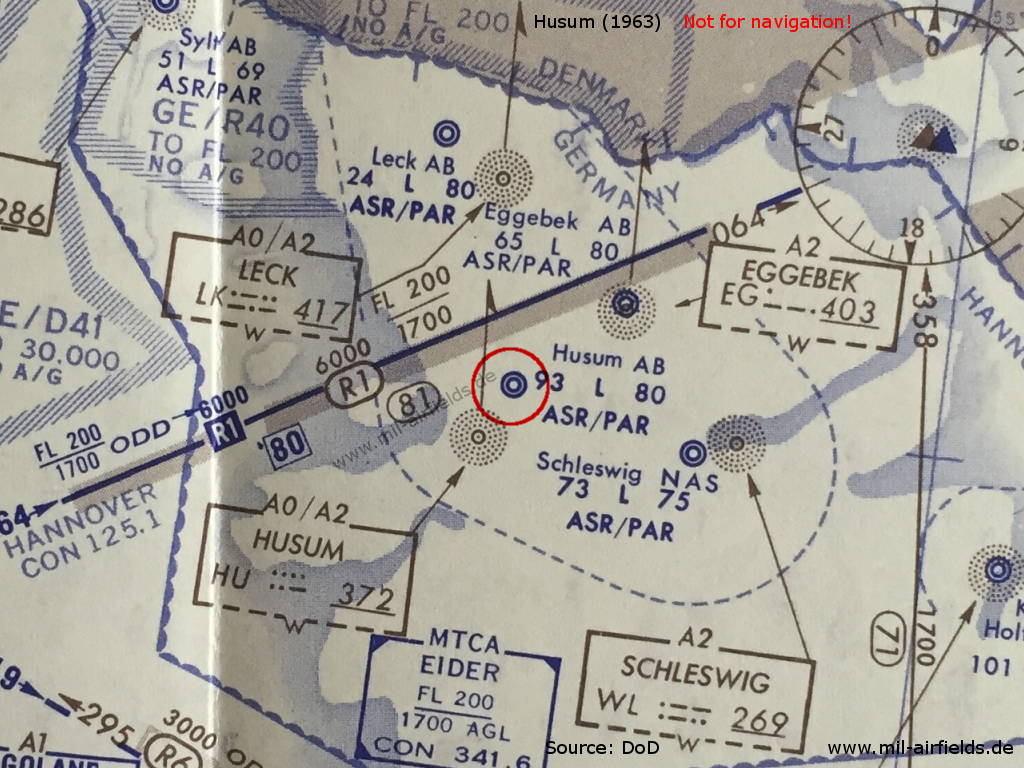 Map with airspace around Husum Air Base from 1963