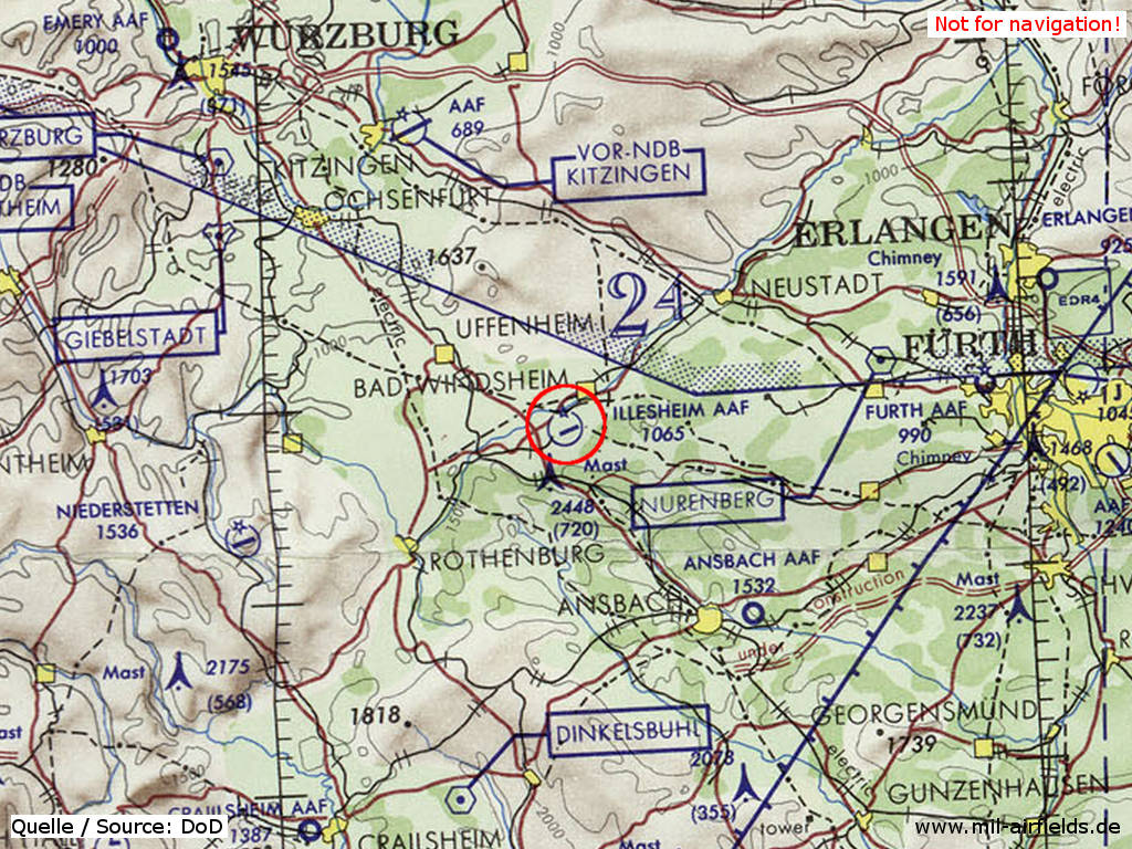 Illesheim AAF on a map 1972