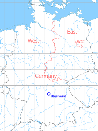 Map with location of Illesheim Army Air Field AAF, Germany
