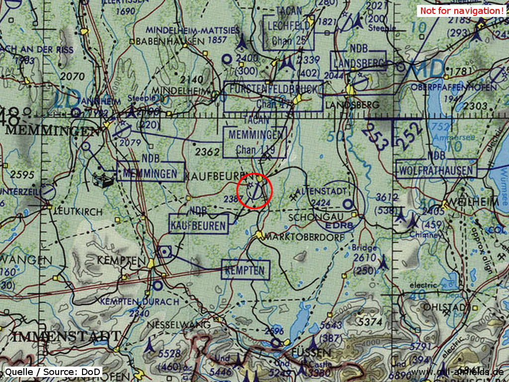 Map with Kaufbeuren Air Base 1981