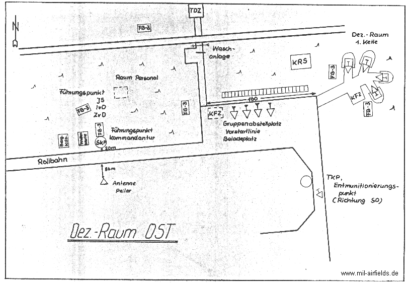 Karte der Dezentralisierungsräume Mitte und Ost am Flugplatz Kleinköris