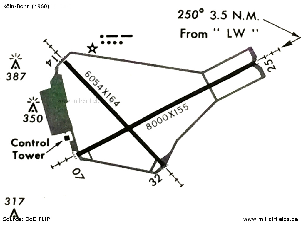 Map Cologne-Bonn airport in 1960